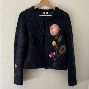 Anthro MOTH Vertical Garden Cardigan Cropped Wool
Mohair Alpaca Embroidered Art